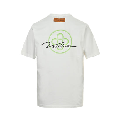 Louis Vuitton 25ss four-leaf clover letter printed short sleeves on the back