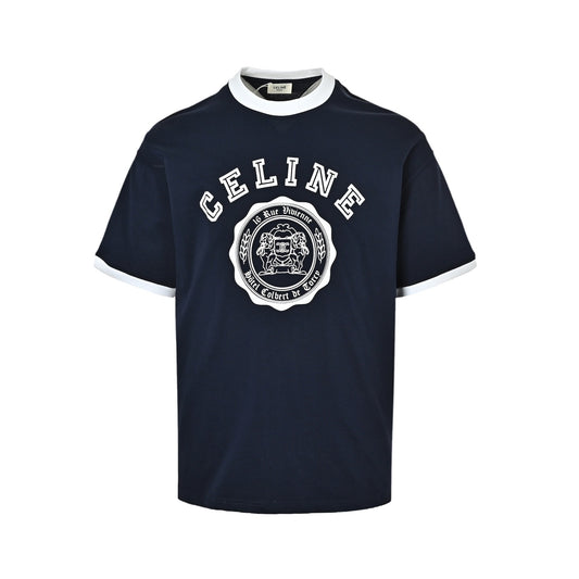 Celine 26ss contrast ribbed logo printed short sleeves