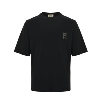 Hermes Paris/Hermes horse leather logo short sleeves