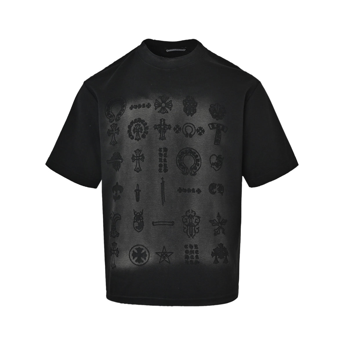 Chrome Hearts Fully Printed Logo Laser Destruction Washed Short Sleeves