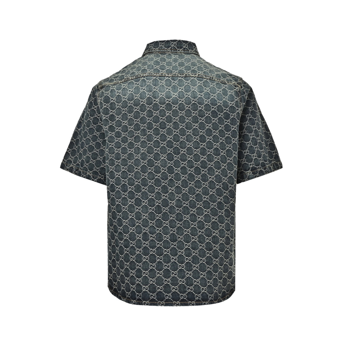 Gucci 26ss full-frame GG jacquard suit denim short-sleeved shirt