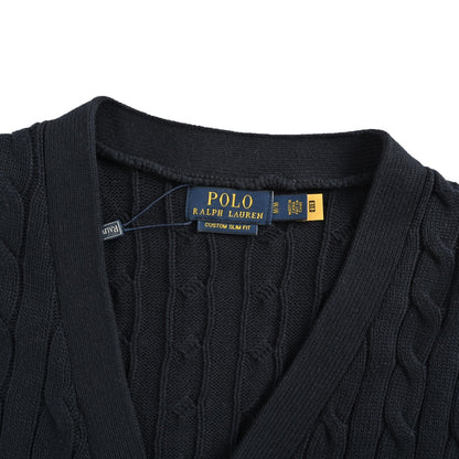 Ralph Lauren 25Fw embroidered pony logo cable knit sweater cardigan