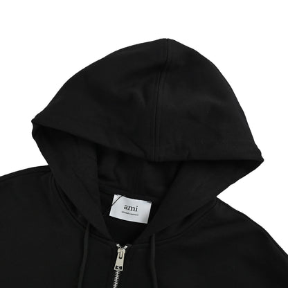 Ami Paris small heart embroidered zipper hooded jacket