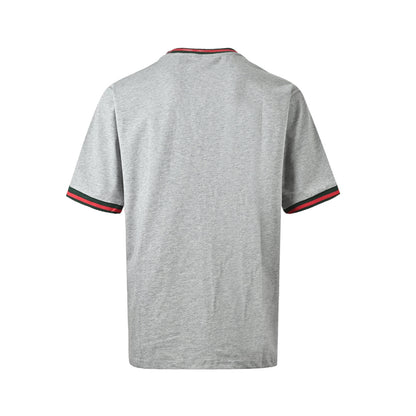 Gucci red and green contrast threaded letter embroidered short sleeves