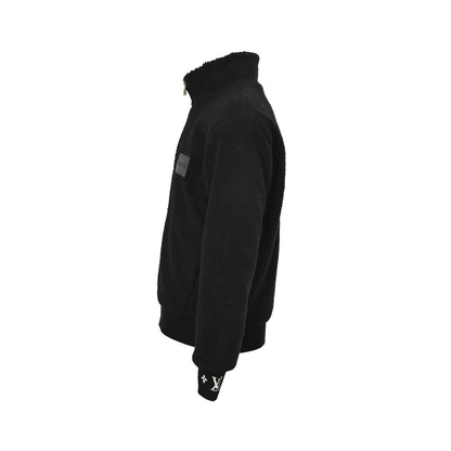 Louis Vuitton 24Fw leather sherpa stand collar jacket (black)