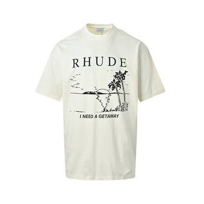 RHUDE Marlboro sunset beach print American retro short sleeves