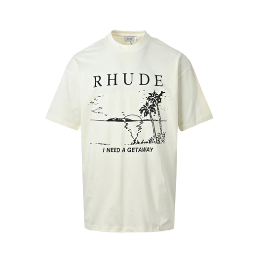 RHUDE Marlboro sunset beach print American retro short sleeves