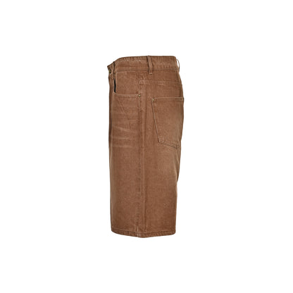 Louis Vuitton washed wide-leg denim shorts with leather label on the back waist