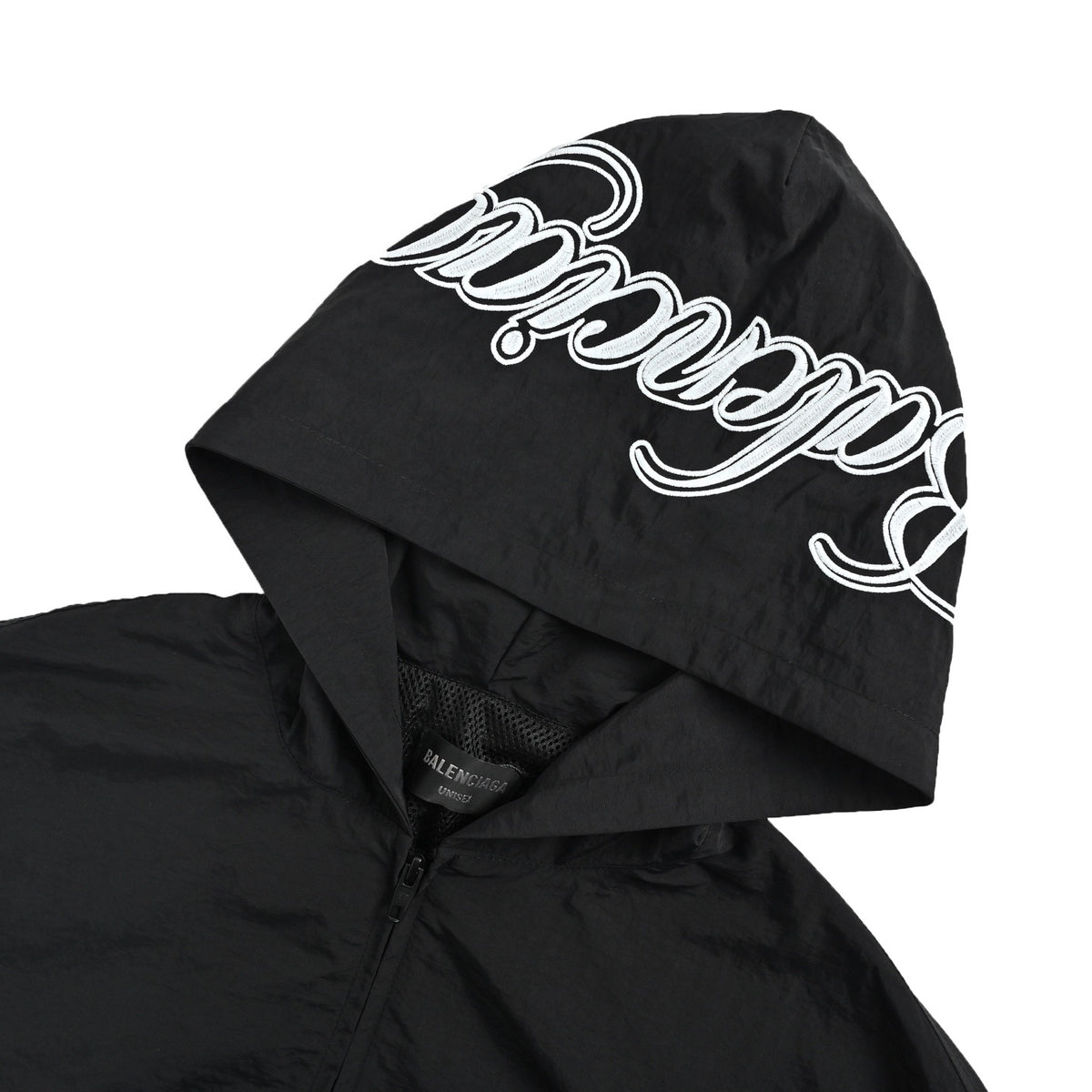 Balenciaga/Balanciaga hooded sports jacket with cursive signature lettering embroidery
