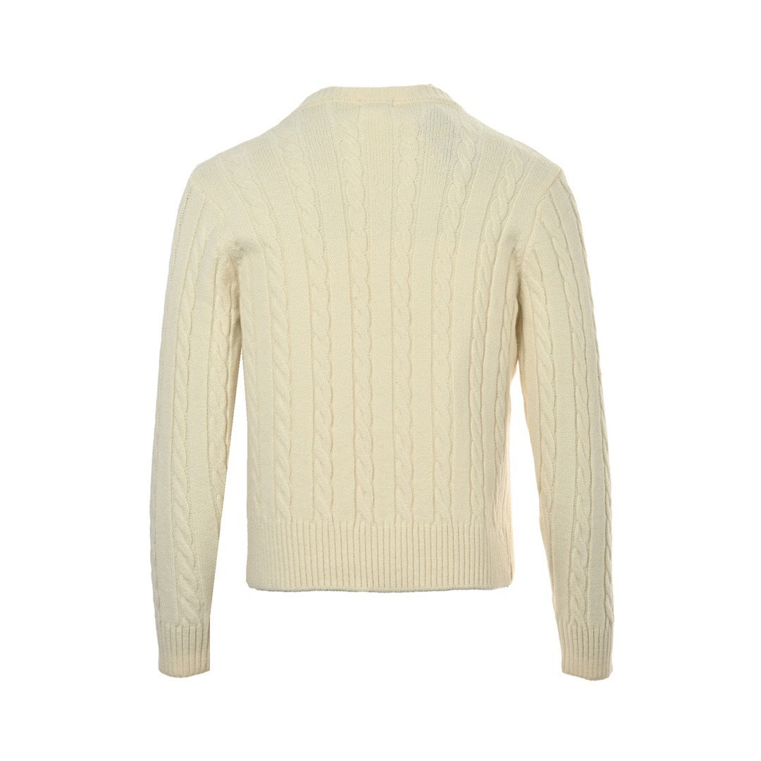 Ralph Lauren Classic Women's Cable Round Neck Knitted Sweater Cardigan