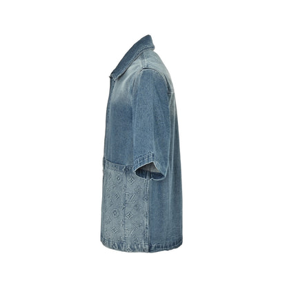 Louis Vuitton presbyopic embossed denim short-sleeved shirt