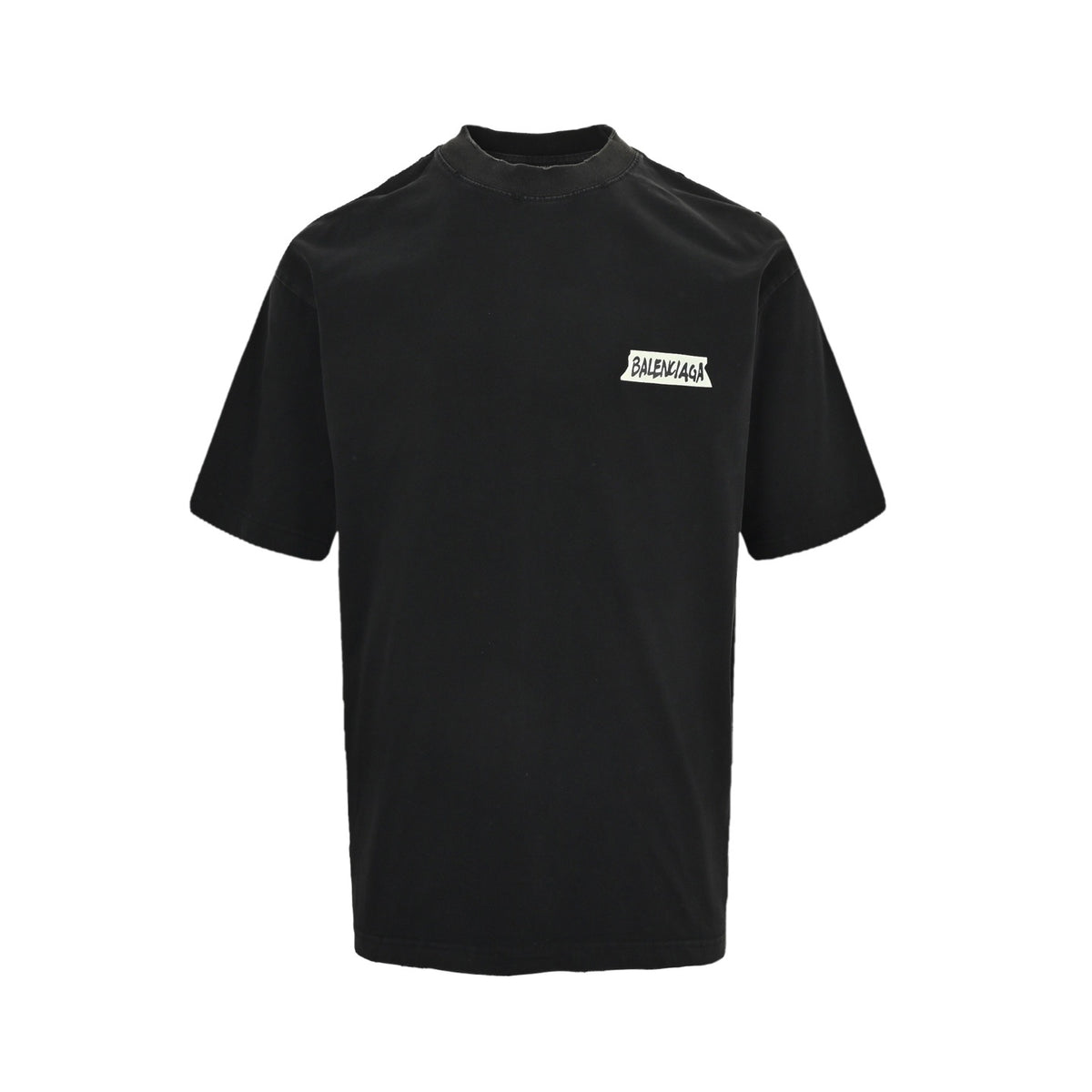 Balenciaga/Balanciaga 26ss tape printed hole washed short sleeves