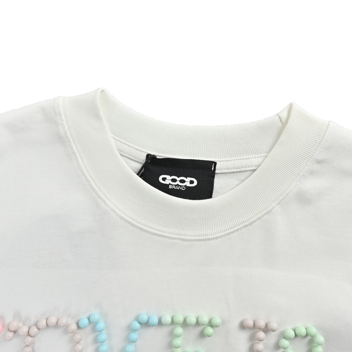 Good Brand Macaron Pearl Letter Slogan Short Sleeve