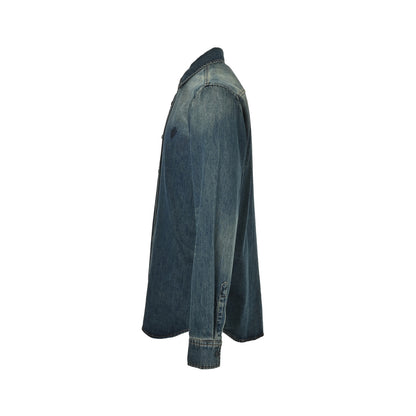 Gucci family crest embroidered denim shirt