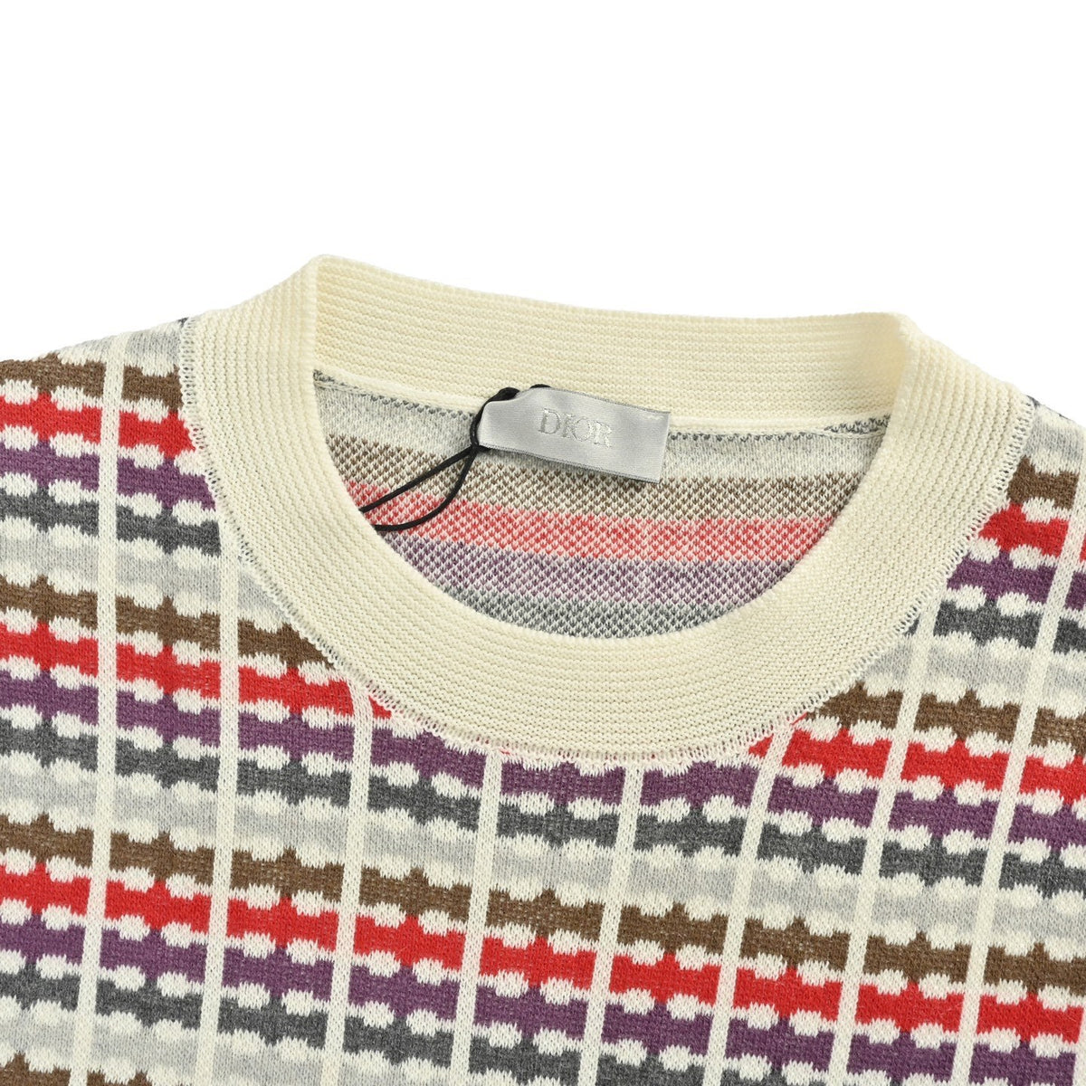 Dior 25Fw colorful striped jacquard crew neck sweater