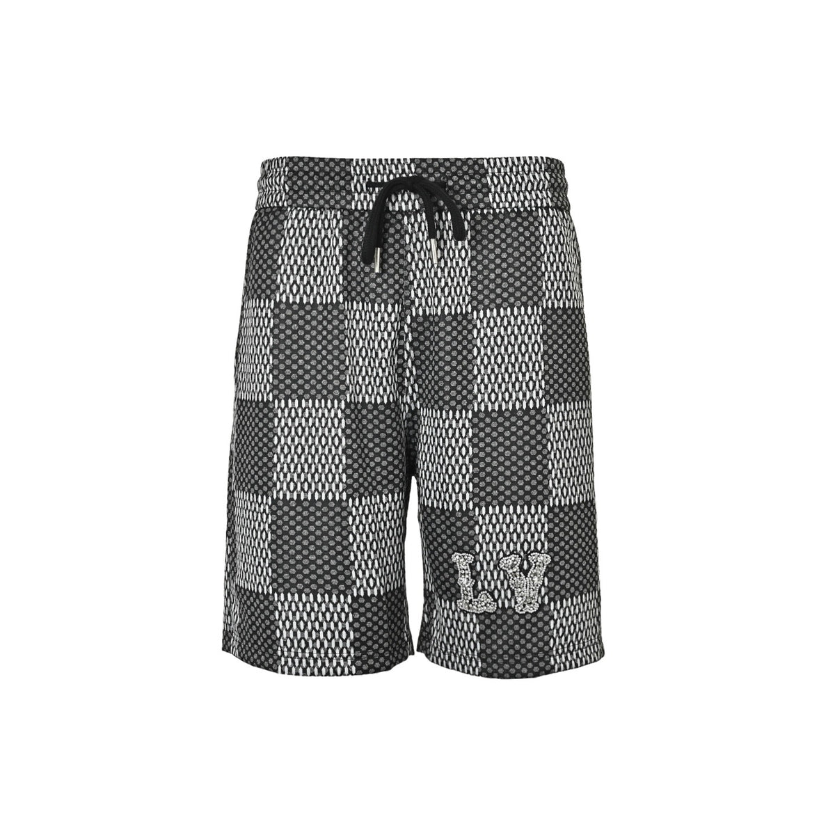 Louis Vuitton rhinestone letter logo checkerboard shorts
