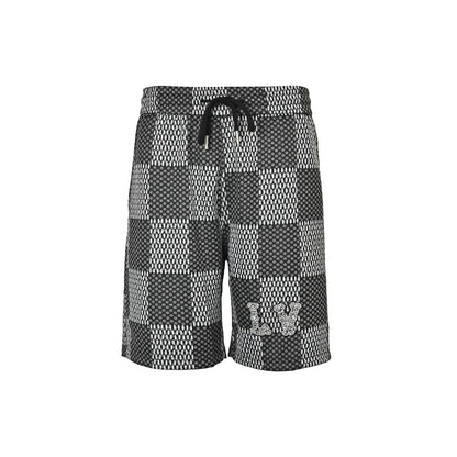 Louis Vuitton rhinestone letter logo checkerboard shorts