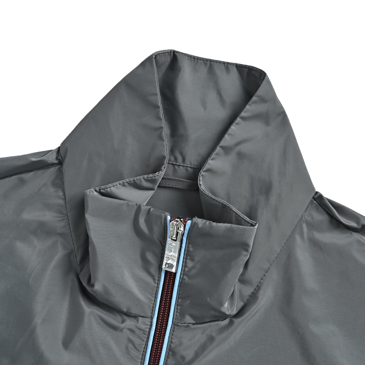 Prada contrast line trim stand collar jacket