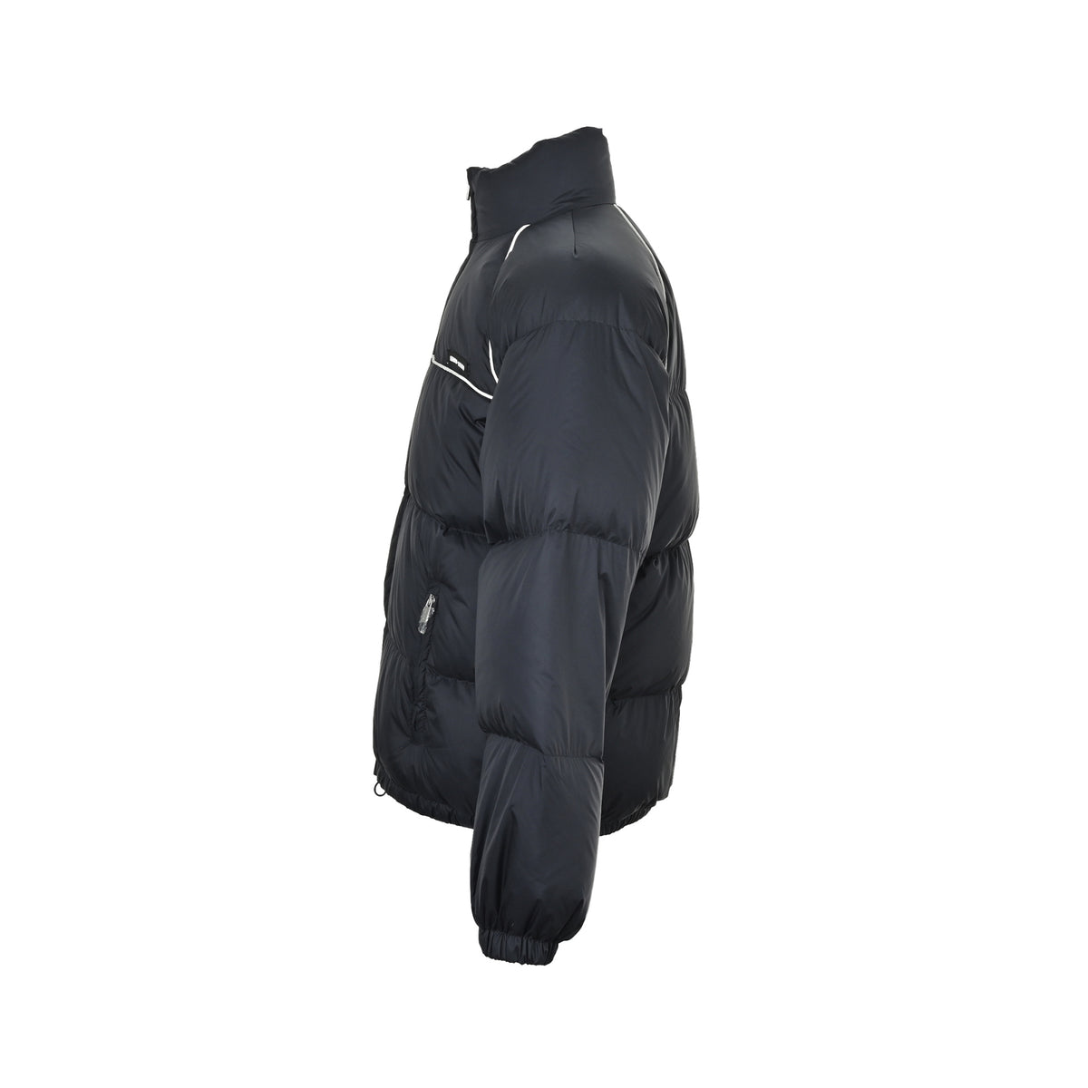 Miu Miu white striped raglan stand collar down jacket