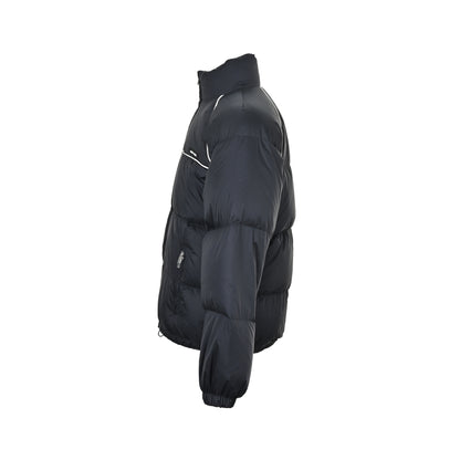 Miu Miu white striped raglan stand collar down jacket
