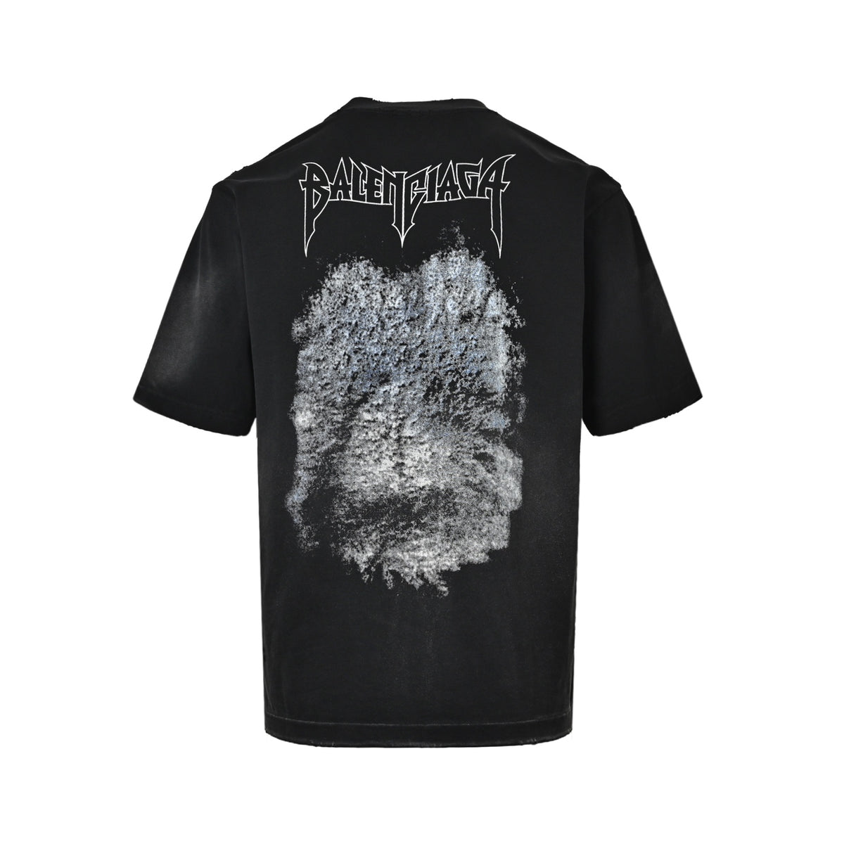 Balenciaga washed Eiffel Tower print destroyed round neck short sleeves