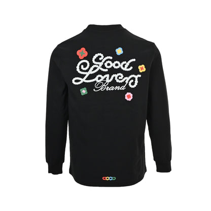 GOOD BRAND three-dimensional small flower embroidery long-sleeved T-shirt