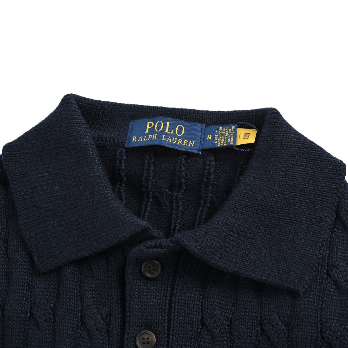 Ralph Lauren horse logo embroidered cable knit Polo short sleeves
