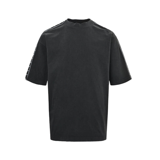 Balenciaga/Balanciaga 26ss string logo webbing washed short sleeves