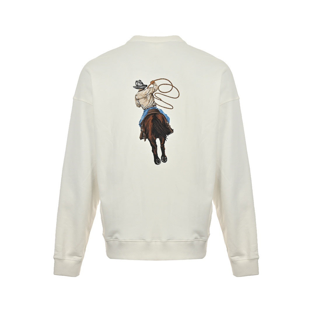 Louis Vuitton 24Fw Western denim heavy embroidered round neck sweatshirt