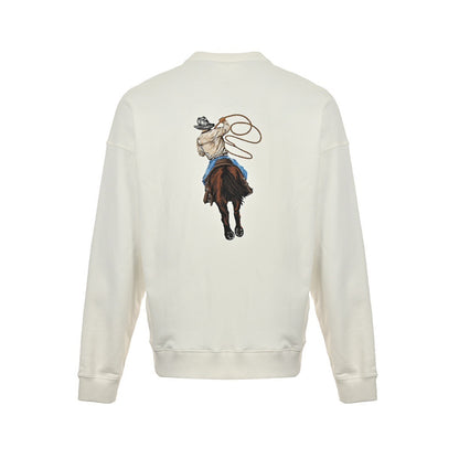 Louis Vuitton 24Fw Western denim heavy embroidered round neck sweatshirt