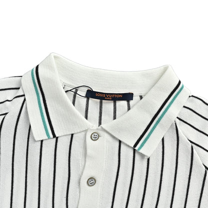 Louis Vuitton 26ss leather brand vertical striped knitted Polo short sleeves