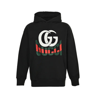 Gucci 25Fw double G letter embroidered hooded sweatshirt