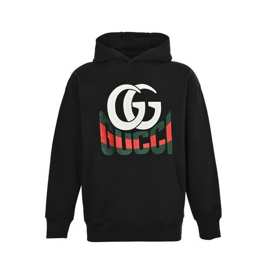 Gucci 25Fw double G letter embroidered hooded sweatshirt