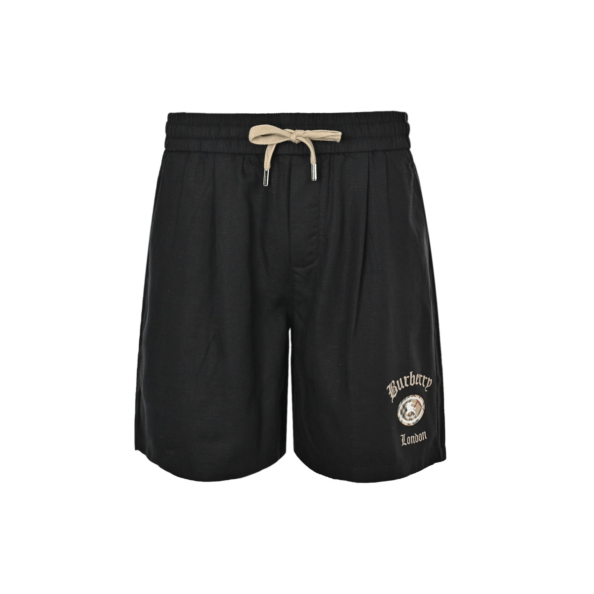 Burberry plaid oval war horse logo printed cotton and linen shorts
