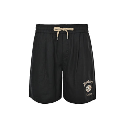 Burberry plaid oval war horse logo printed cotton and linen shorts
