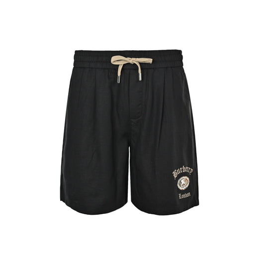 Burberry plaid oval war horse logo printed cotton and linen shorts