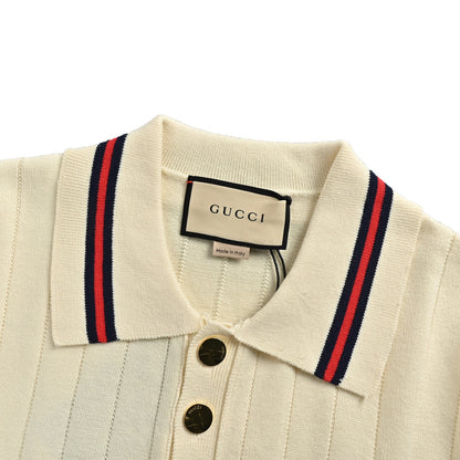 Gucci 25ss pocket embroidered knitted Polo short sleeves