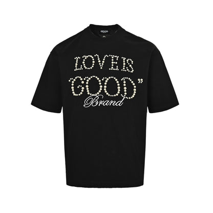 GOODBRAND 25ss pearl embroidered heavy-duty short sleeves