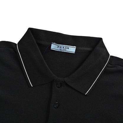 Prada classic triangle logo embroidered Polo short sleeves