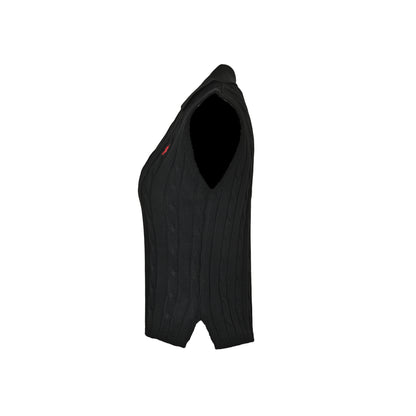 Ralph Lauren pony embroidered cable lapel sleeveless vest