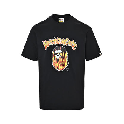 Bape flame ape letter print short sleeves