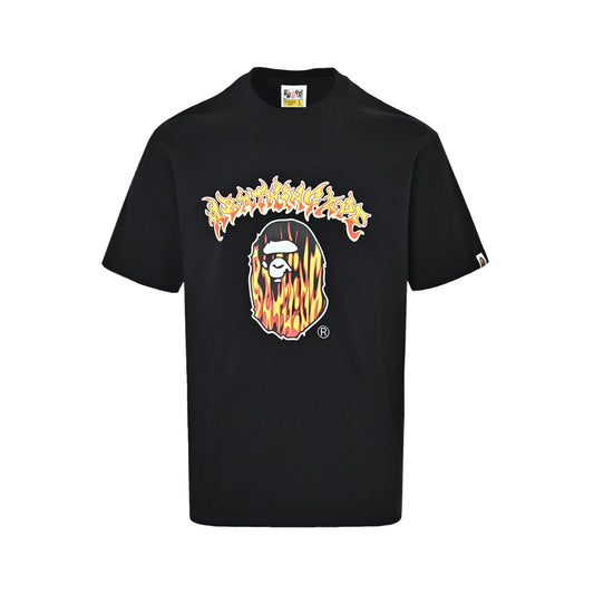 Bape flame ape letter print short sleeves