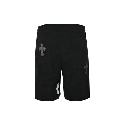 Chrome Hearts cross patch embroidered corduroy shorts