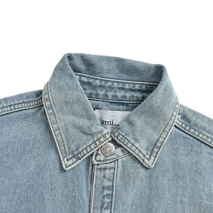 Ami Paris denim shirt with heart embroidery on the chest