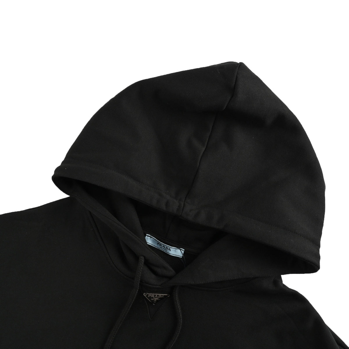 Prada 25Fw collar triangle logo nylon pocket hooded sweatshirt