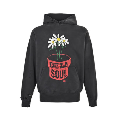 SAINT MICHAEL potted flower distressed hooded sweatshirt