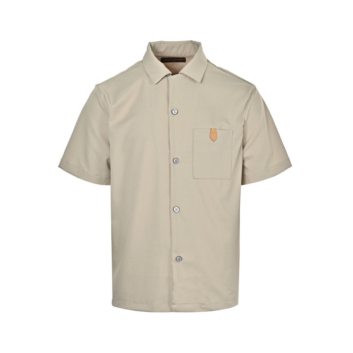 Louis Vuitton pocket leather label silk cotton velvet blend short-sleeved shirt