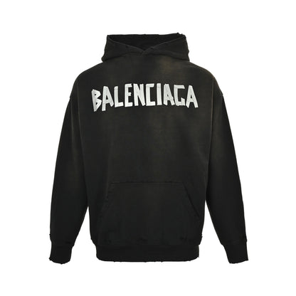 Balenciaga 25Fw three-dimensional tape pressed water washable hole hooded sweatshirt