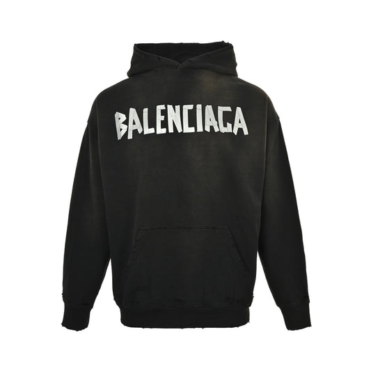 Balenciaga 25Fw three-dimensional tape pressed water washable hole hooded sweatshirt