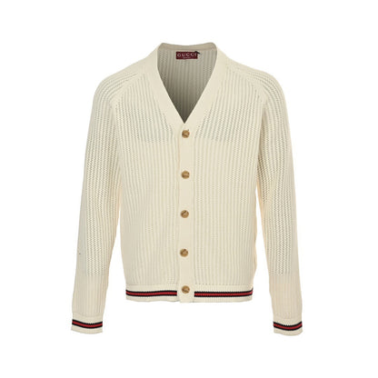 Gucci 24Fw hem striped thick knit sweater cardigan